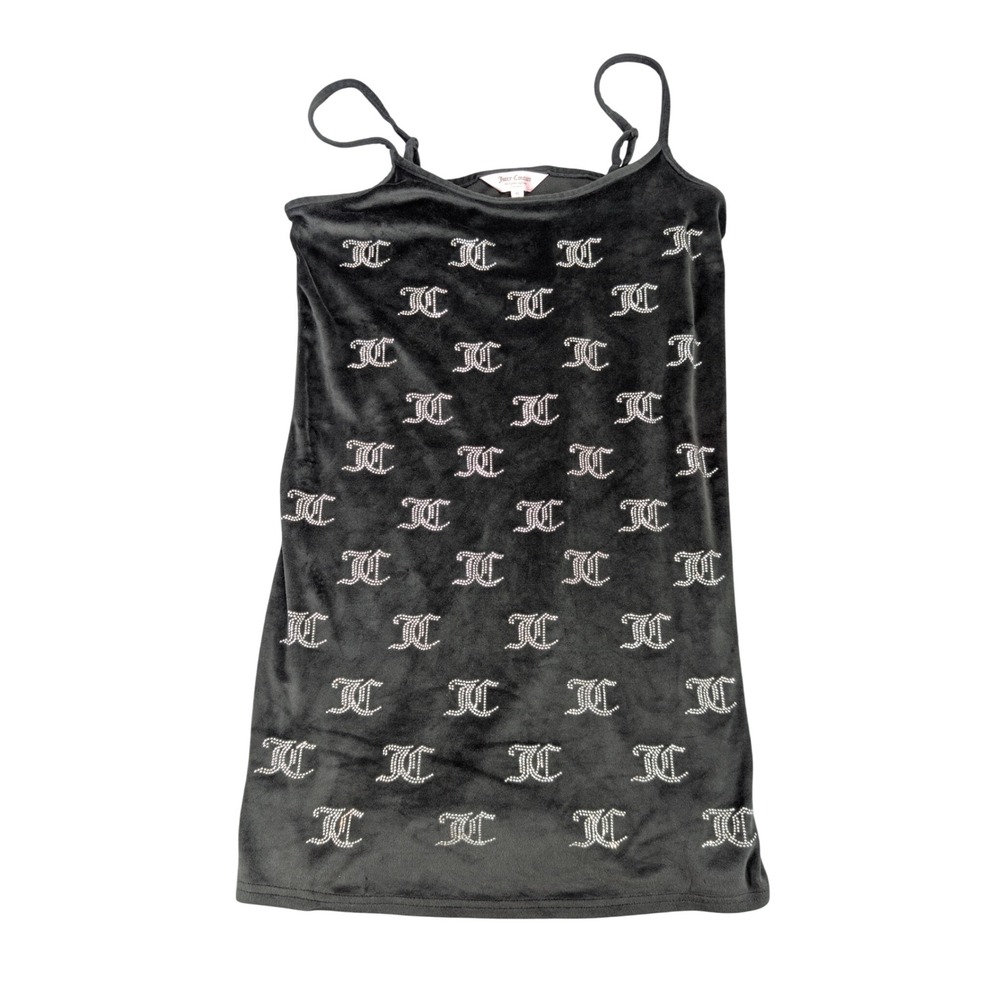 Juicy Couture Velour Black Chemise Nightgown Women XL sleepwear loungewear bling